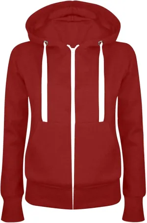Women Casual Slim Hoodie Zip Fleece Sweatshirts Solid Color Athletic Pullover Tops with Pockets Fall Sweater Coat