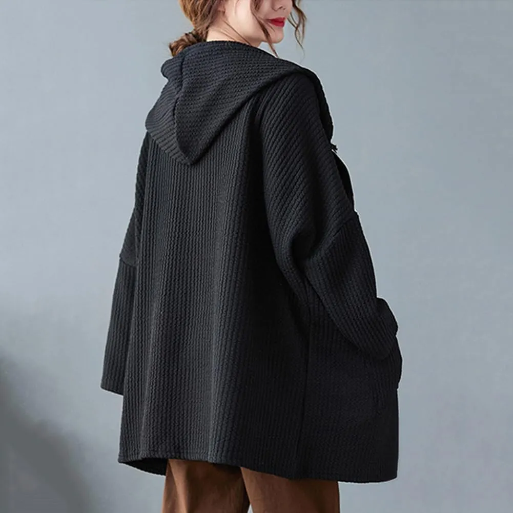 Women Oversized Zip up Loose Hoodies Pockets Autumn Winter Sweatshirt