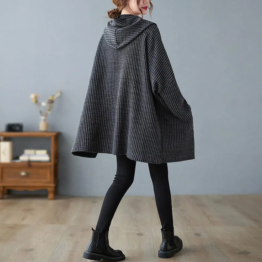 Women Oversized Zip up Loose Hoodies Pockets Autumn Winter Sweatshirt