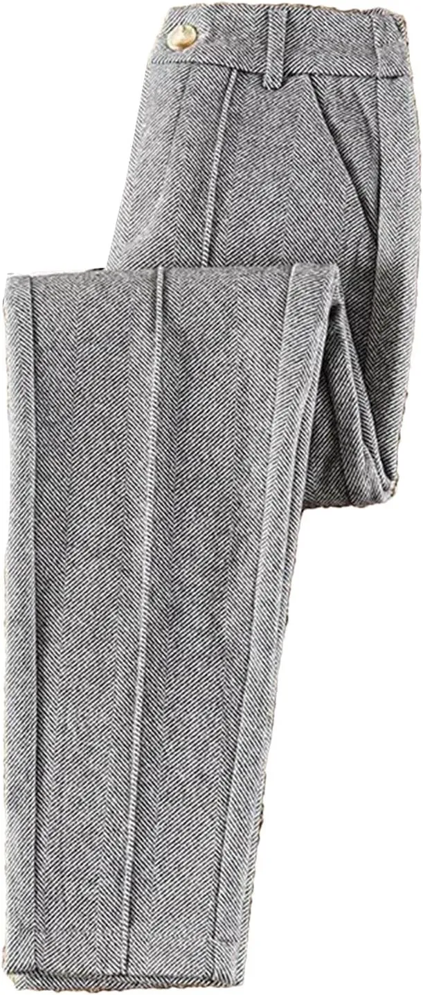 Women Wool Thick Pants Fall Winter High Waist Fleece Pant Slim Fit Warm Casual Pencil Trousers