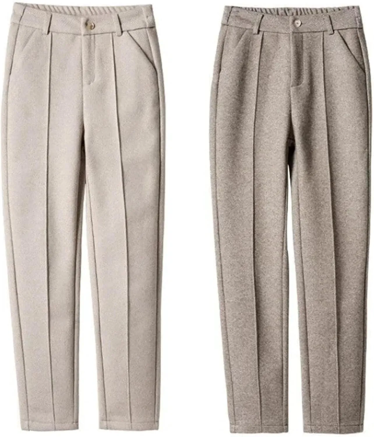 Women Wool Thick Pants Fall Winter High Waist Fleece Pant Slim Fit Warm Casual Pencil Trousers