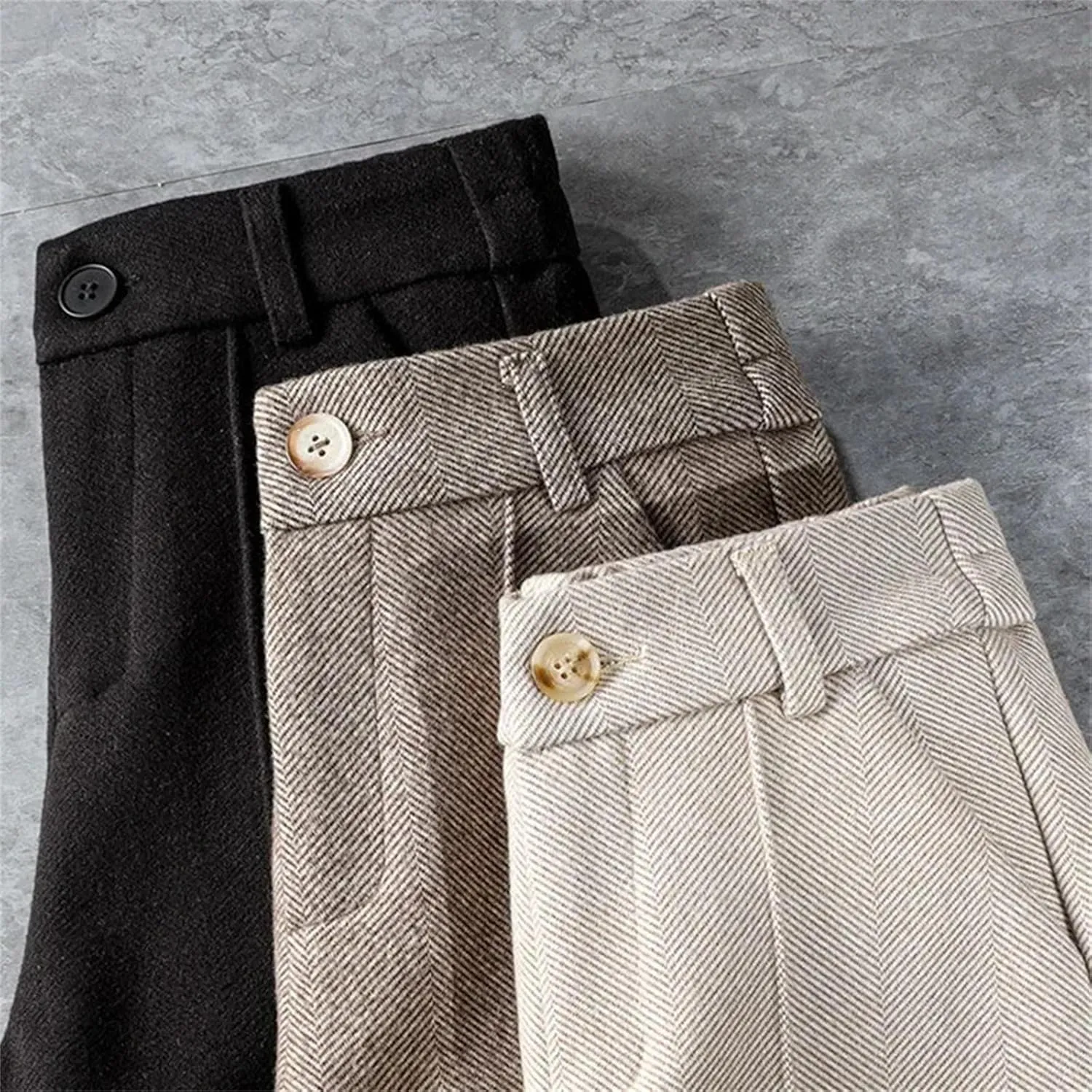 Women Wool Thick Pants Fall Winter High Waist Fleece Pant Slim Fit Warm Casual Pencil Trousers