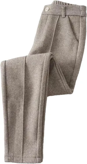 Women Wool Thick Pants Fall Winter High Waist Fleece Pant Slim Fit Warm Casual Pencil Trousers