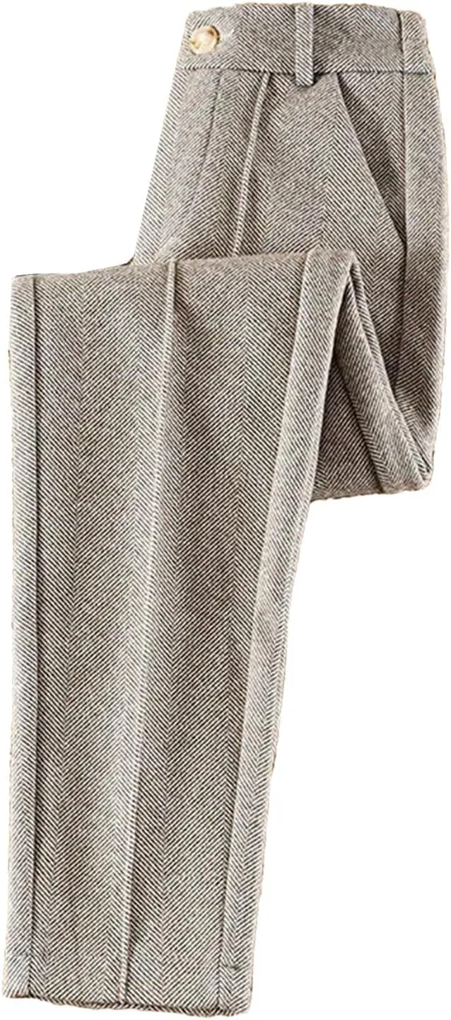 Women Wool Thick Pants Fall Winter High Waist Fleece Pant Slim Fit Warm Casual Pencil Trousers