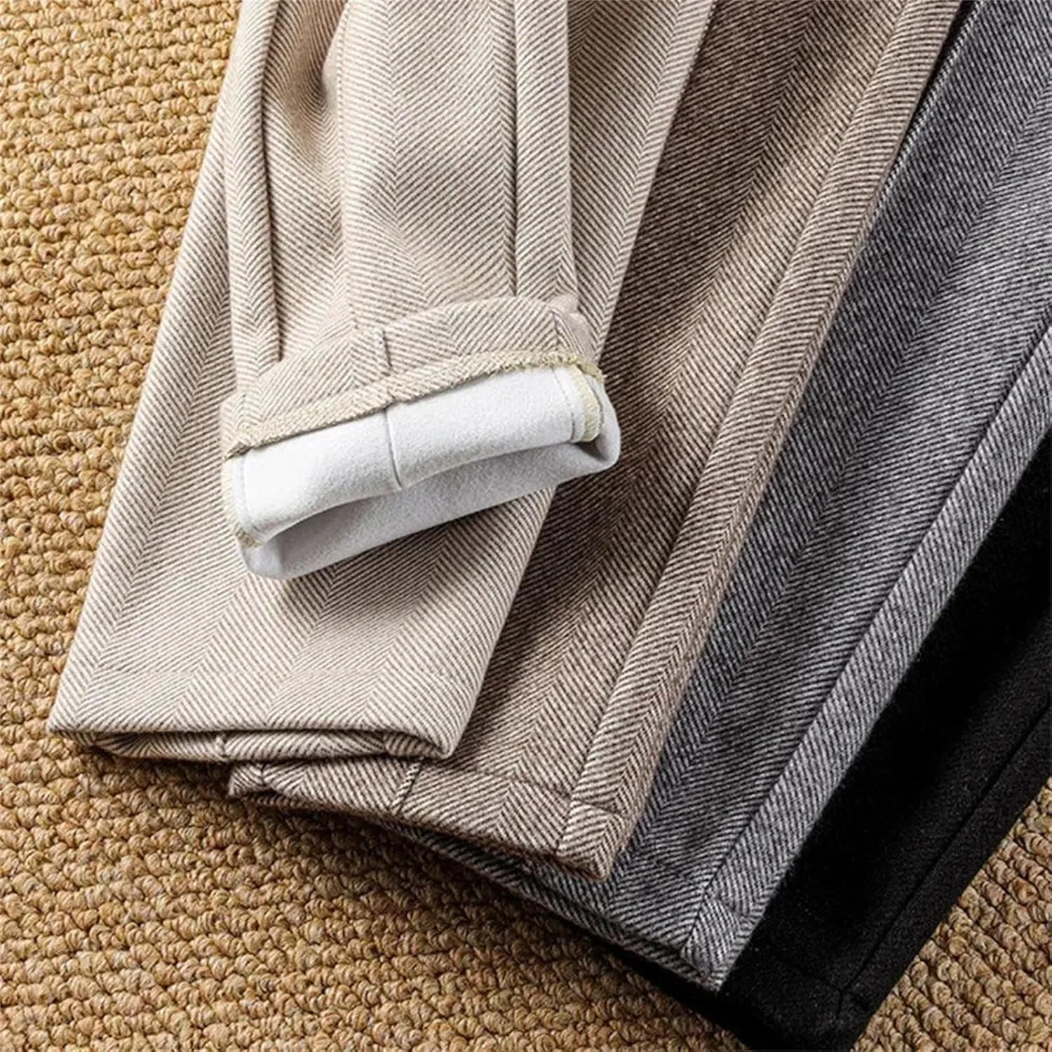Women Wool Thick Pants Fall Winter High Waist Fleece Pant Slim Fit Warm Casual Pencil Trousers