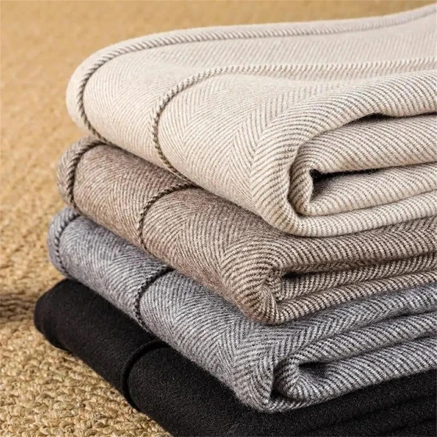 Women Wool Thick Pants Fall Winter High Waist Fleece Pant Slim Fit Warm Casual Pencil Trousers