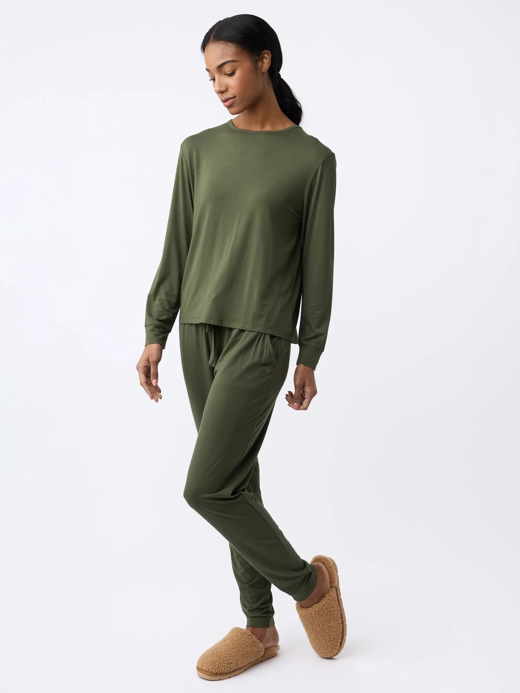 Women's Bamboo Stretch-Knit Long Sleeve Lounge Tee