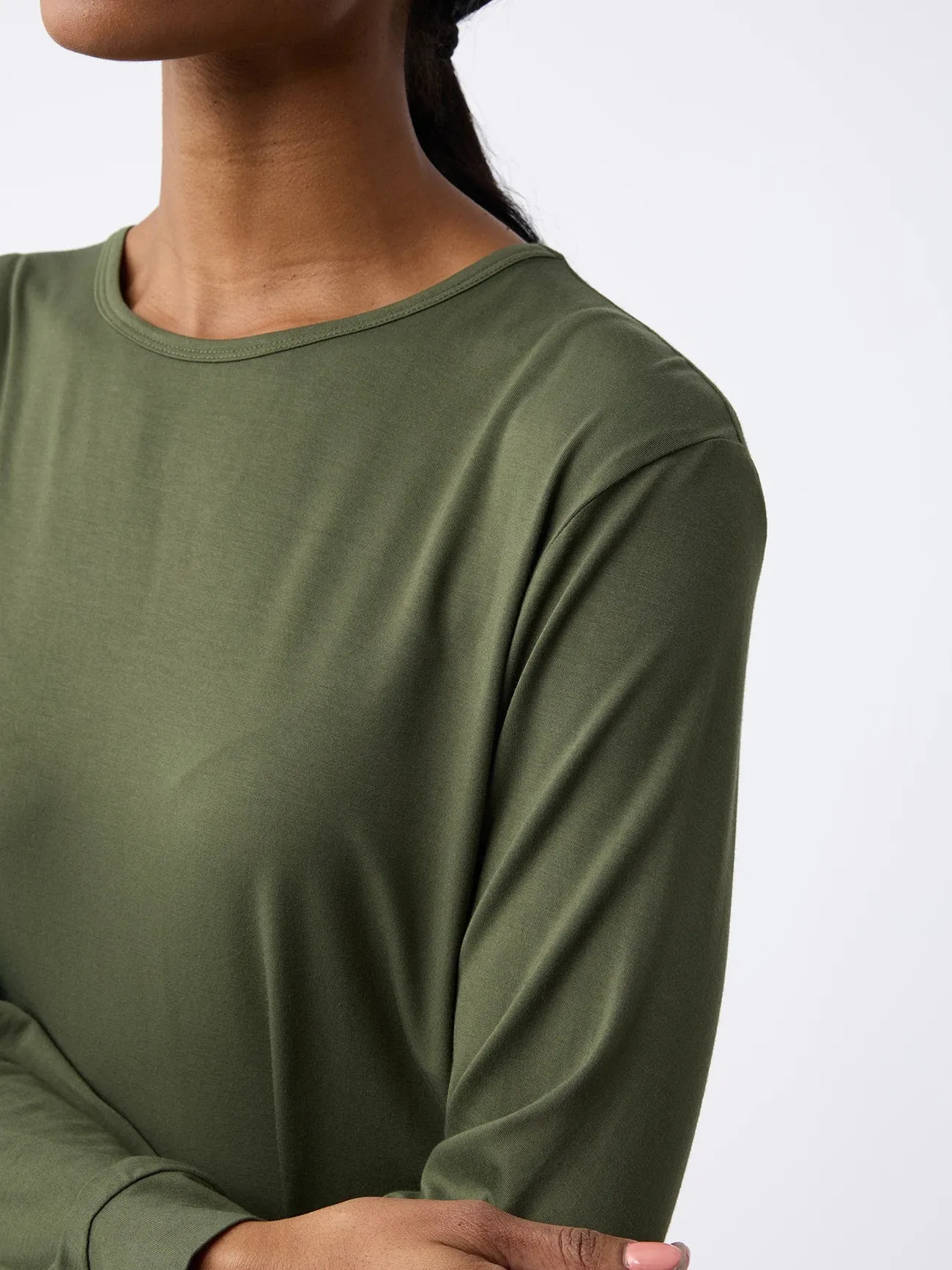 Women's Bamboo Stretch-Knit Long Sleeve Lounge Tee