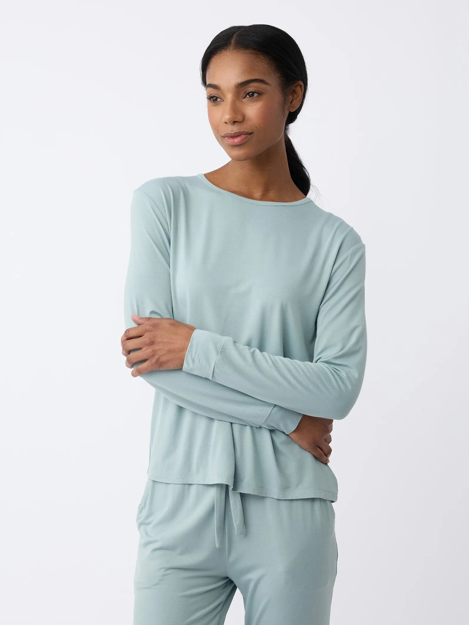 Women's Bamboo Stretch-Knit Long Sleeve Lounge Tee