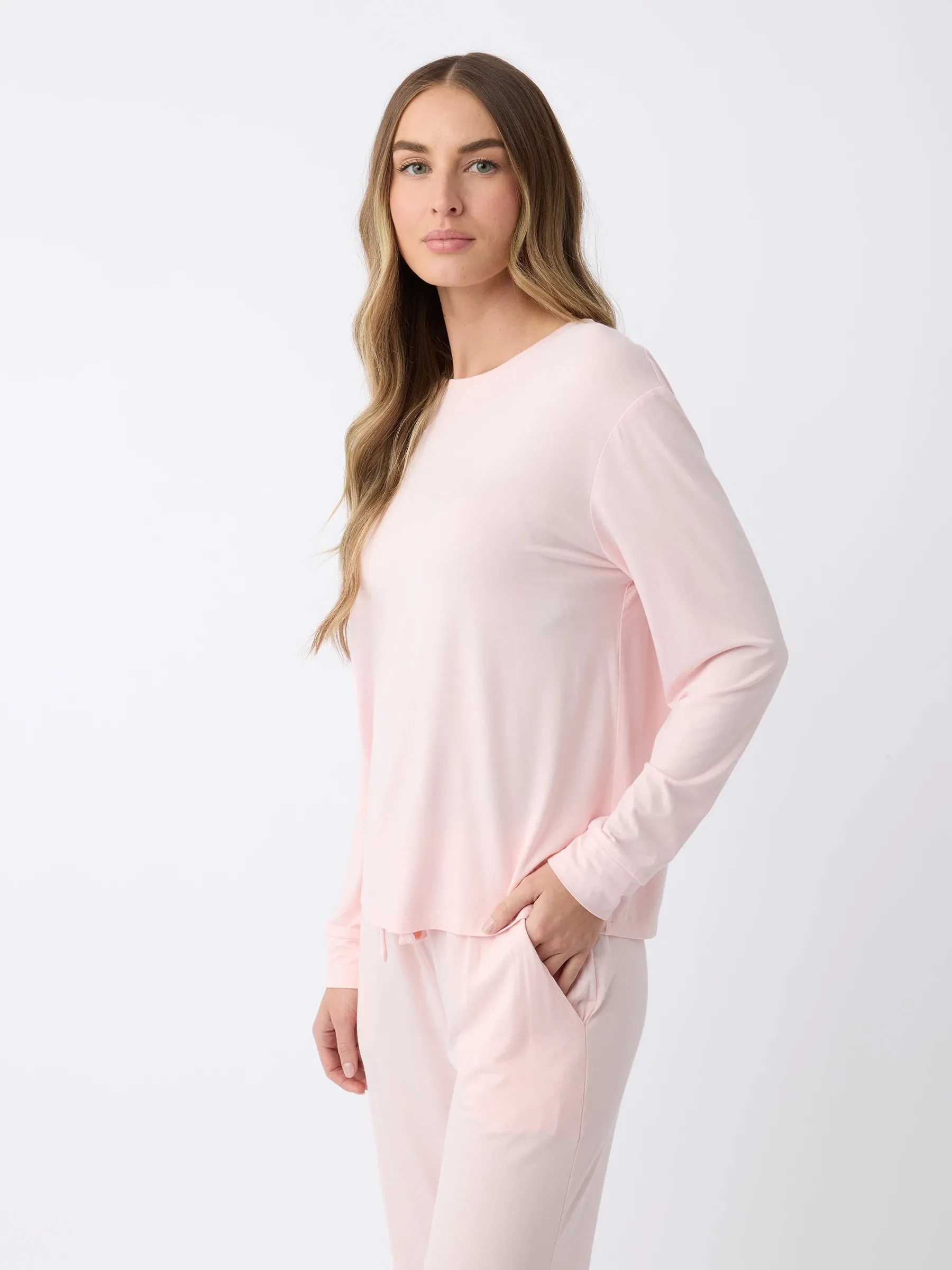 Women's Bamboo Stretch-Knit Long Sleeve Lounge Tee