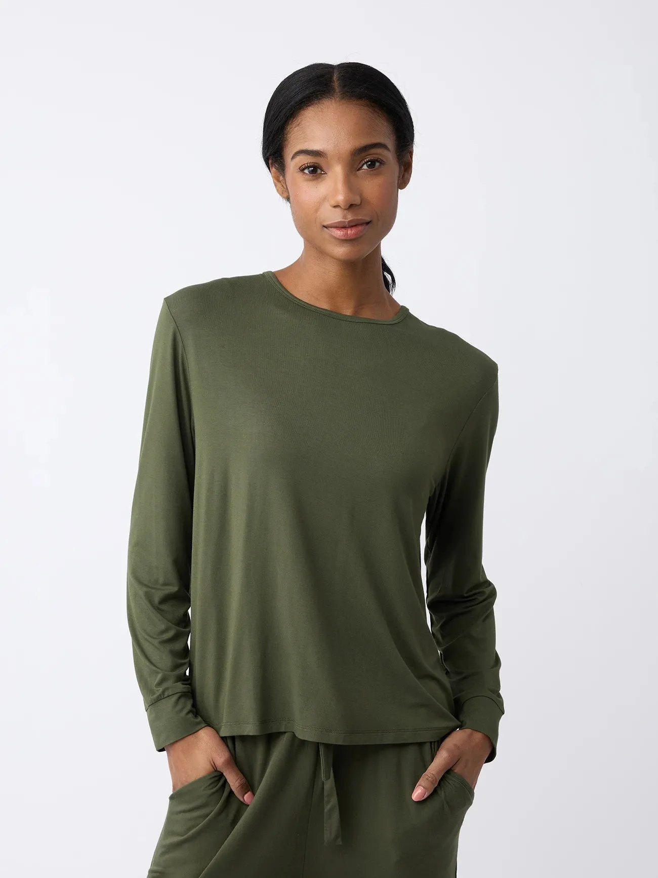 Women's Bamboo Stretch-Knit Long Sleeve Lounge Tee