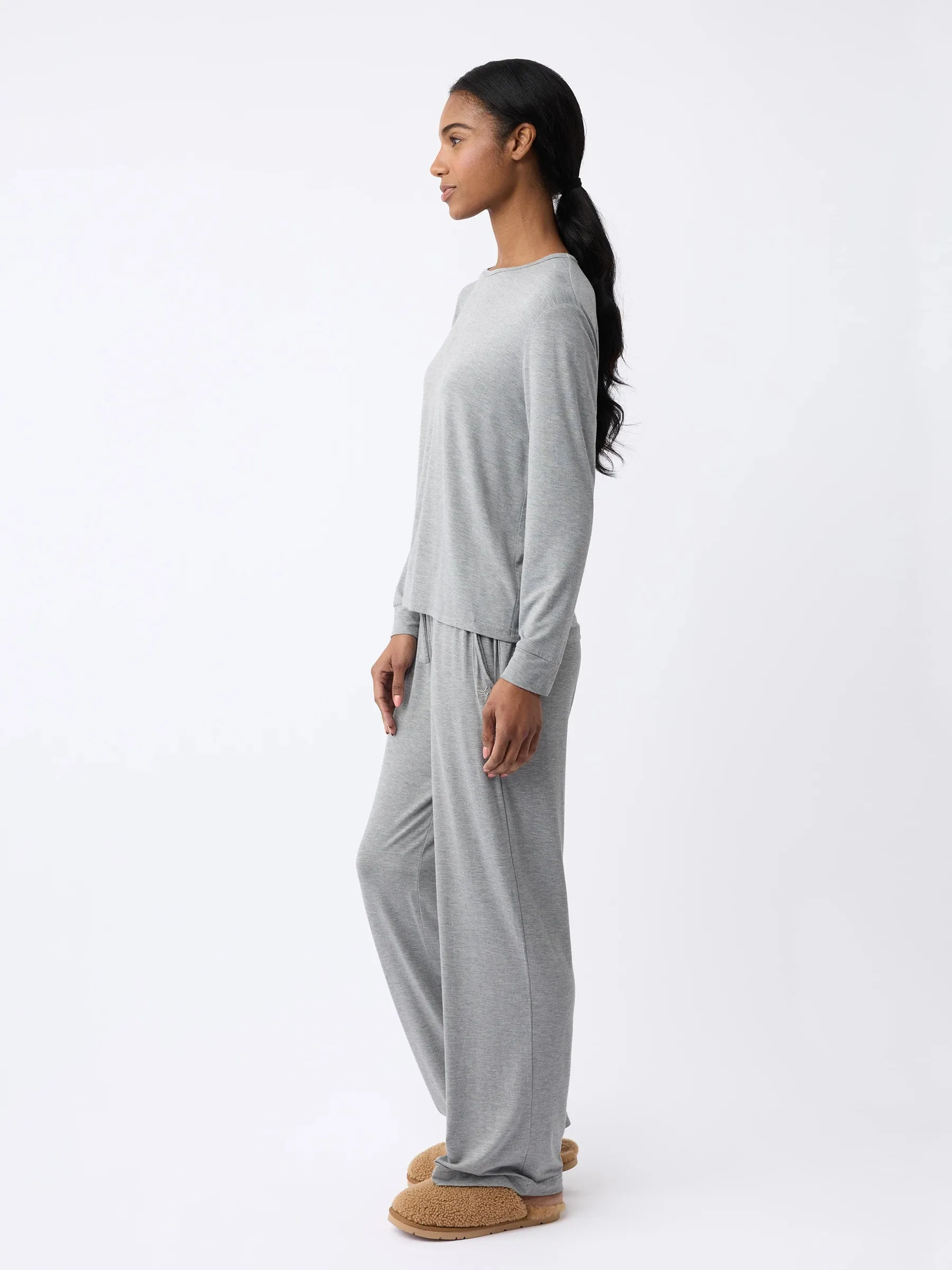 Women's Bamboo Stretch-Knit Long Sleeve Lounge Tee