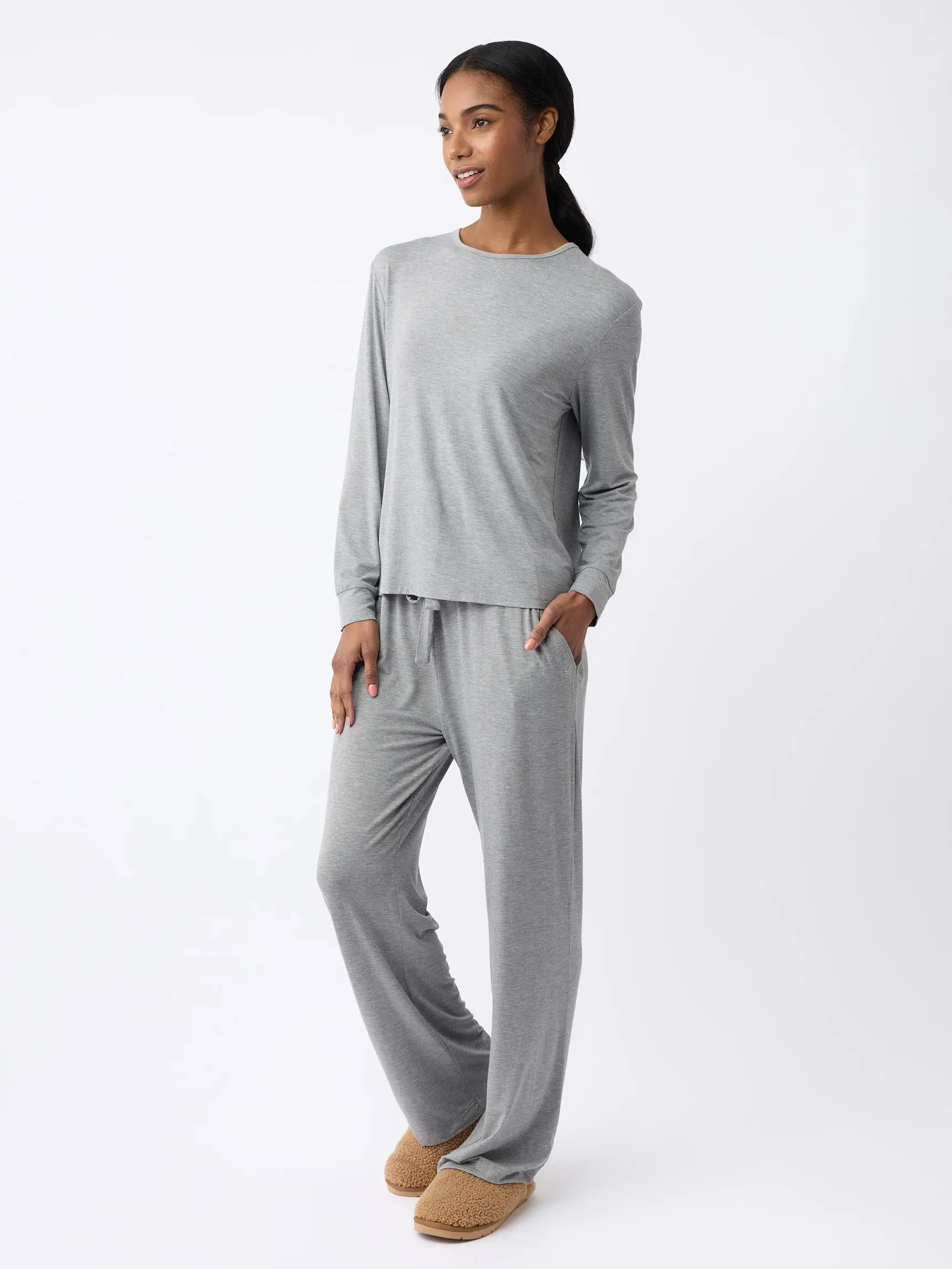 Women's Bamboo Stretch-Knit Long Sleeve Lounge Tee
