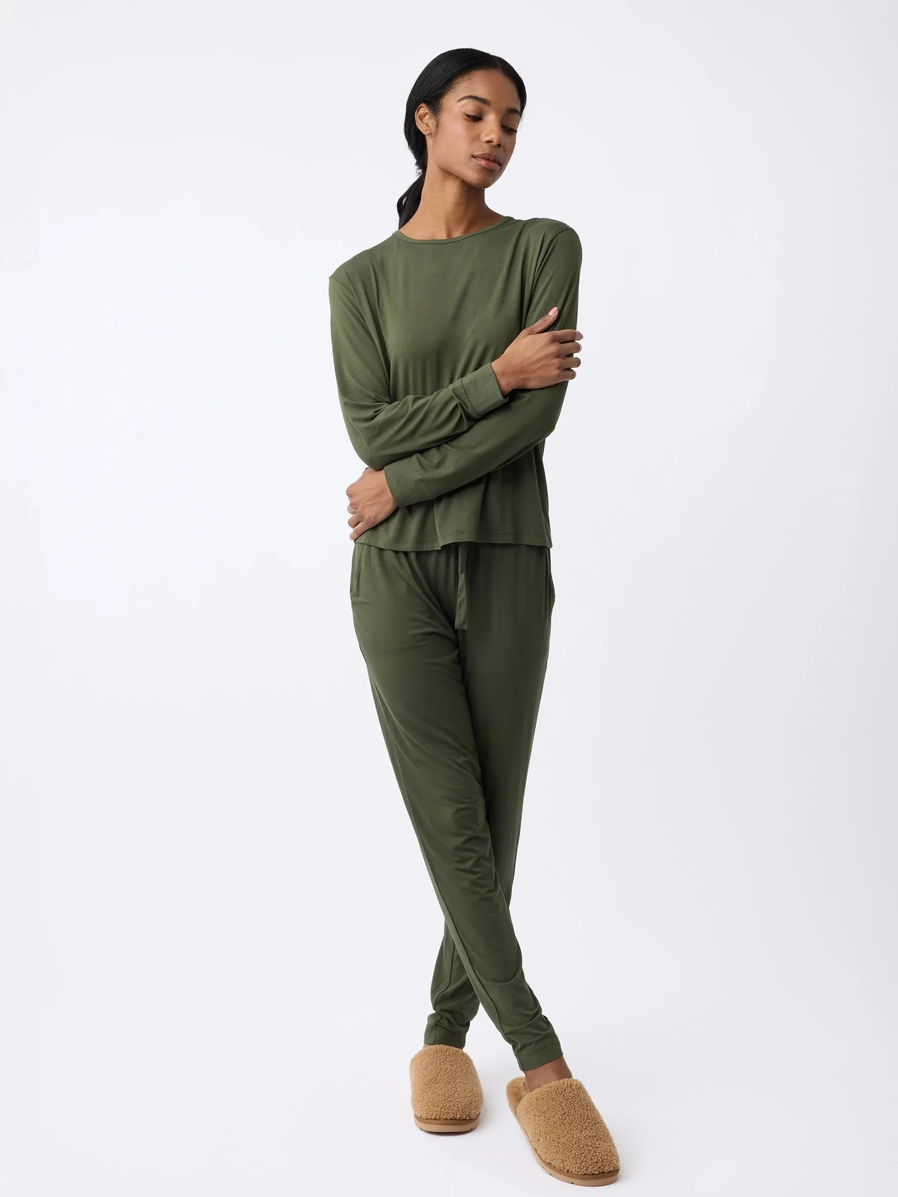 Women's Bamboo Stretch-Knit Long Sleeve Lounge Tee