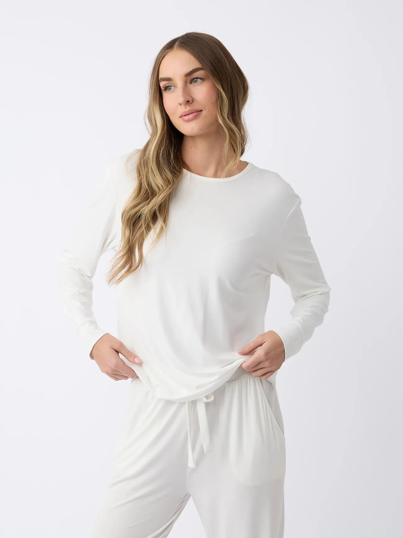 Women's Bamboo Stretch-Knit Long Sleeve Lounge Tee