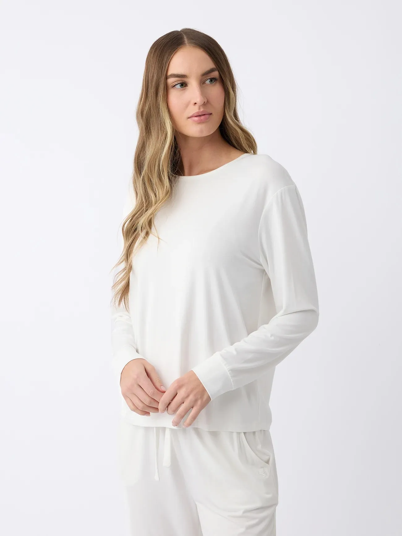 Women's Bamboo Stretch-Knit Long Sleeve Lounge Tee