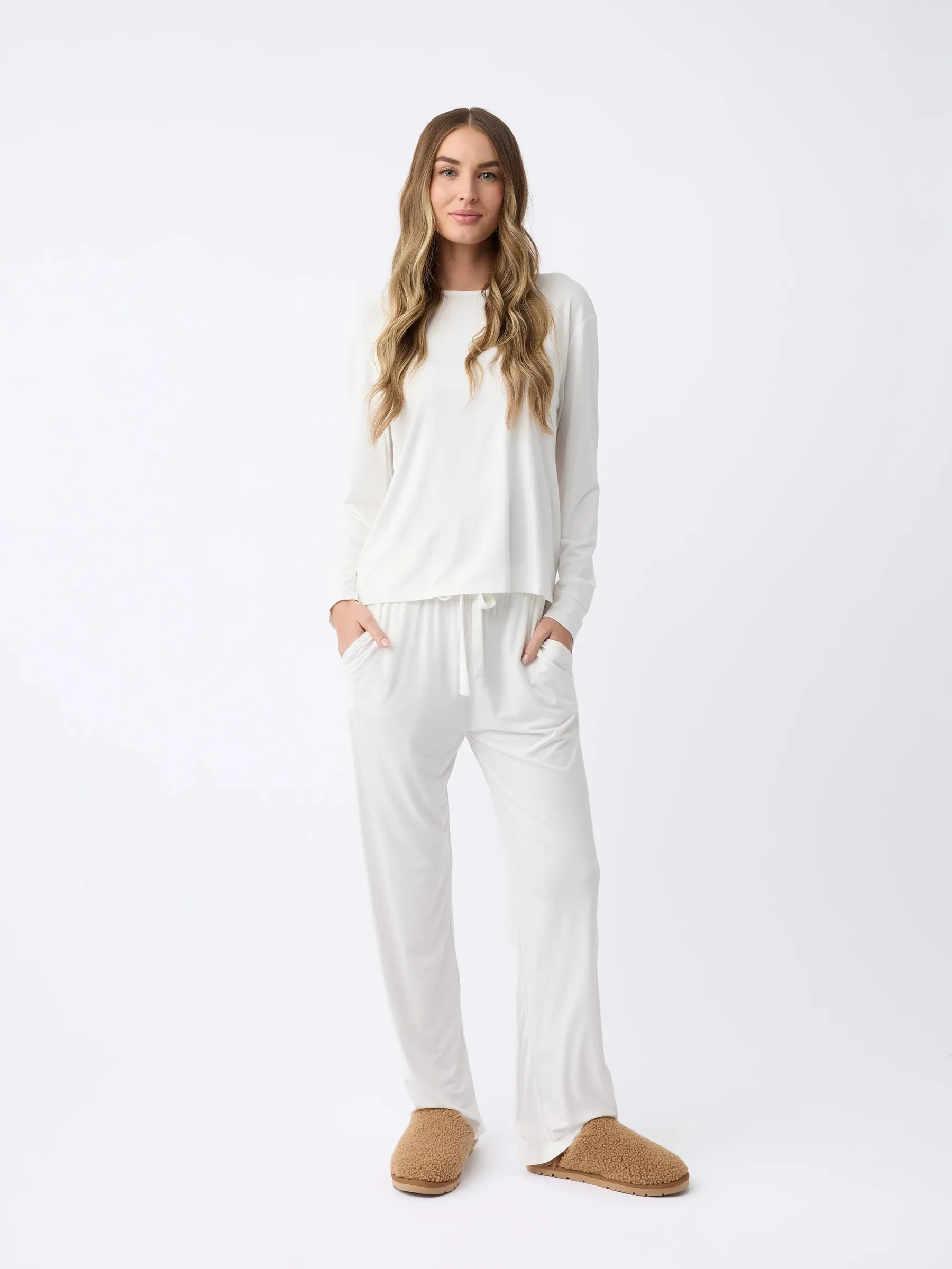 Women's Bamboo Stretch-Knit Long Sleeve Lounge Tee
