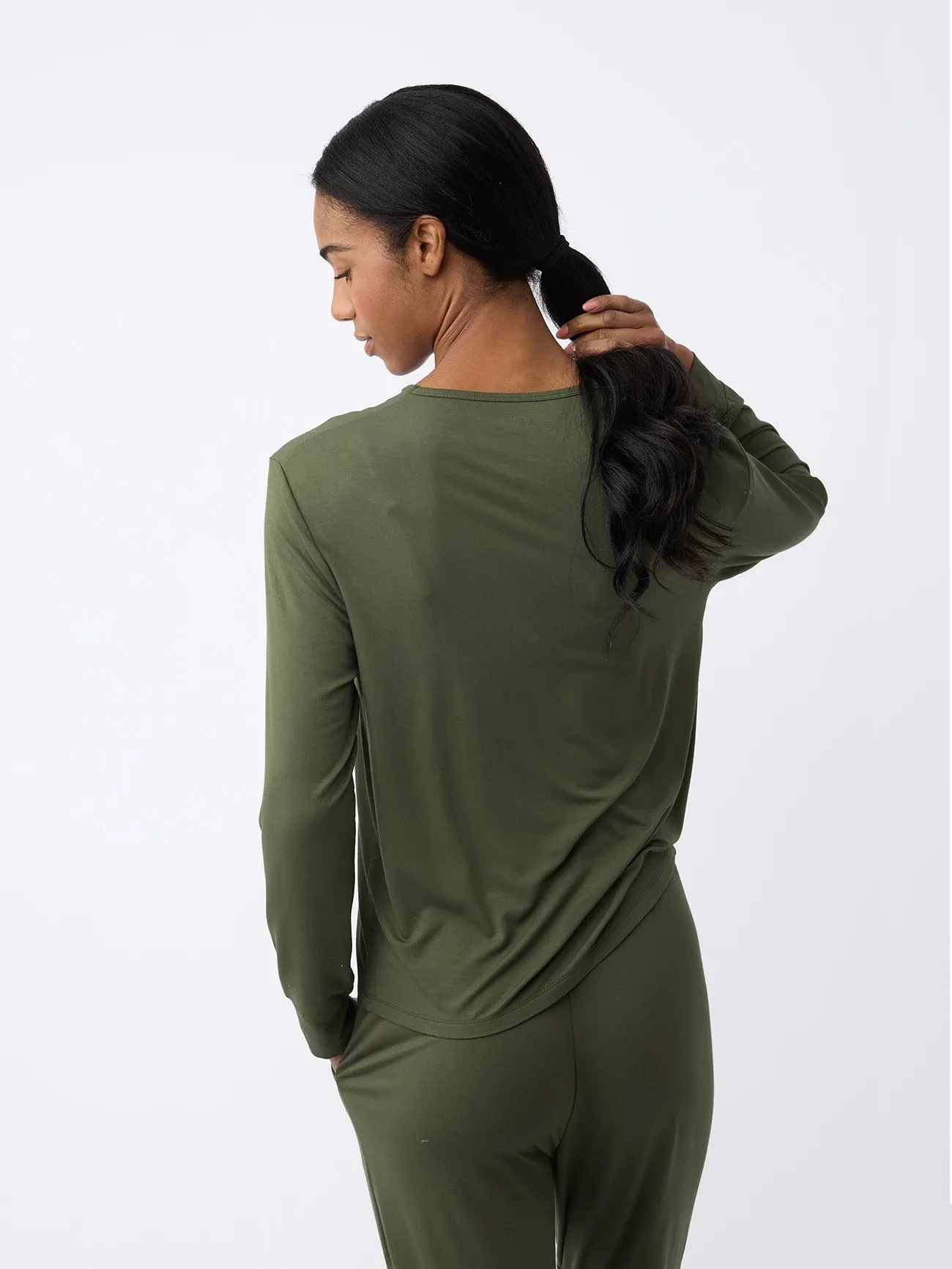 Women's Bamboo Stretch-Knit Long Sleeve Lounge Tee