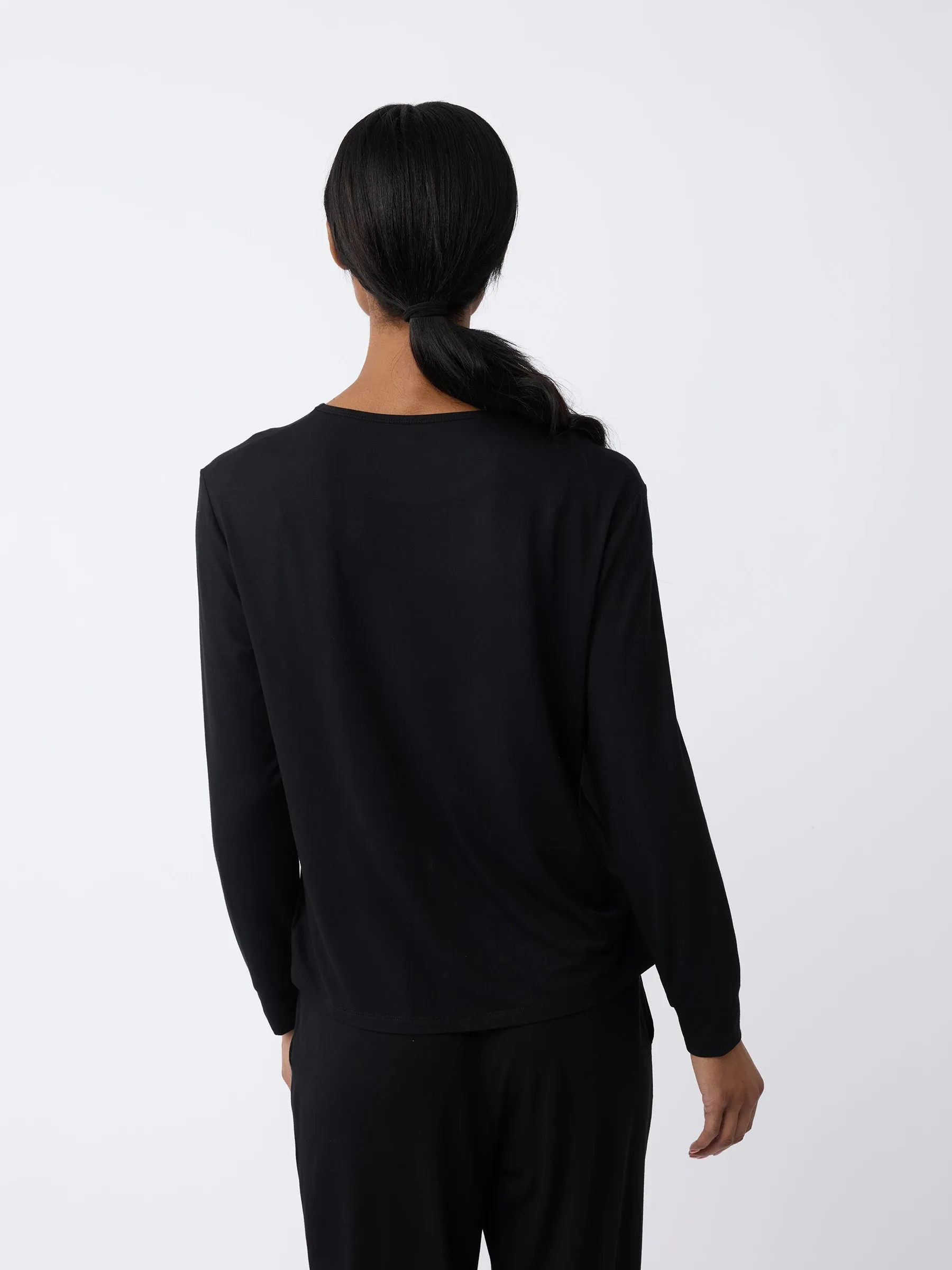Women's Bamboo Stretch-Knit Long Sleeve Lounge Tee