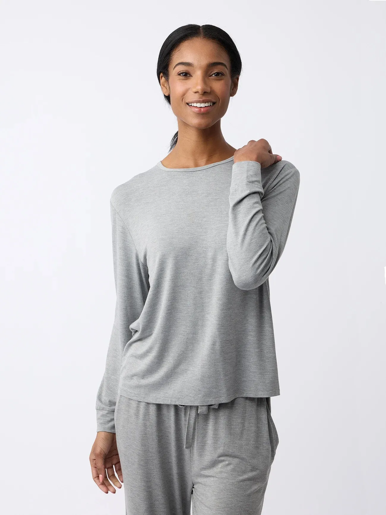 Women's Bamboo Stretch-Knit Long Sleeve Lounge Tee