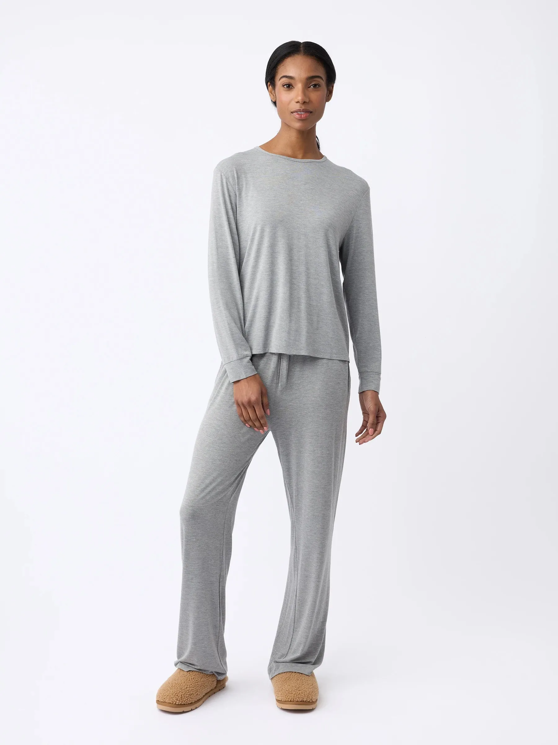 Women's Bamboo Stretch-Knit Long Sleeve Lounge Tee