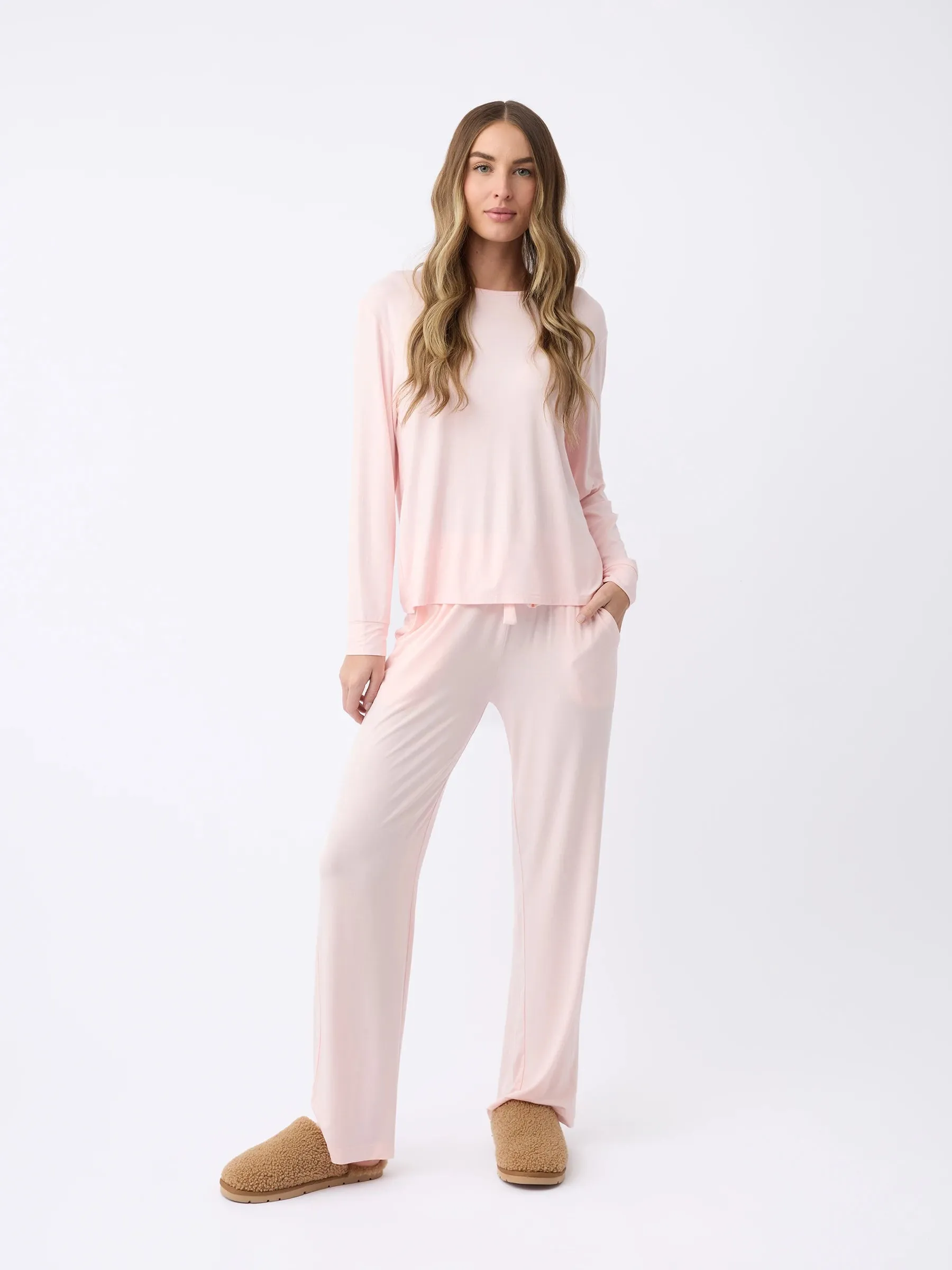 Women's Bamboo Stretch-Knit Long Sleeve Lounge Tee