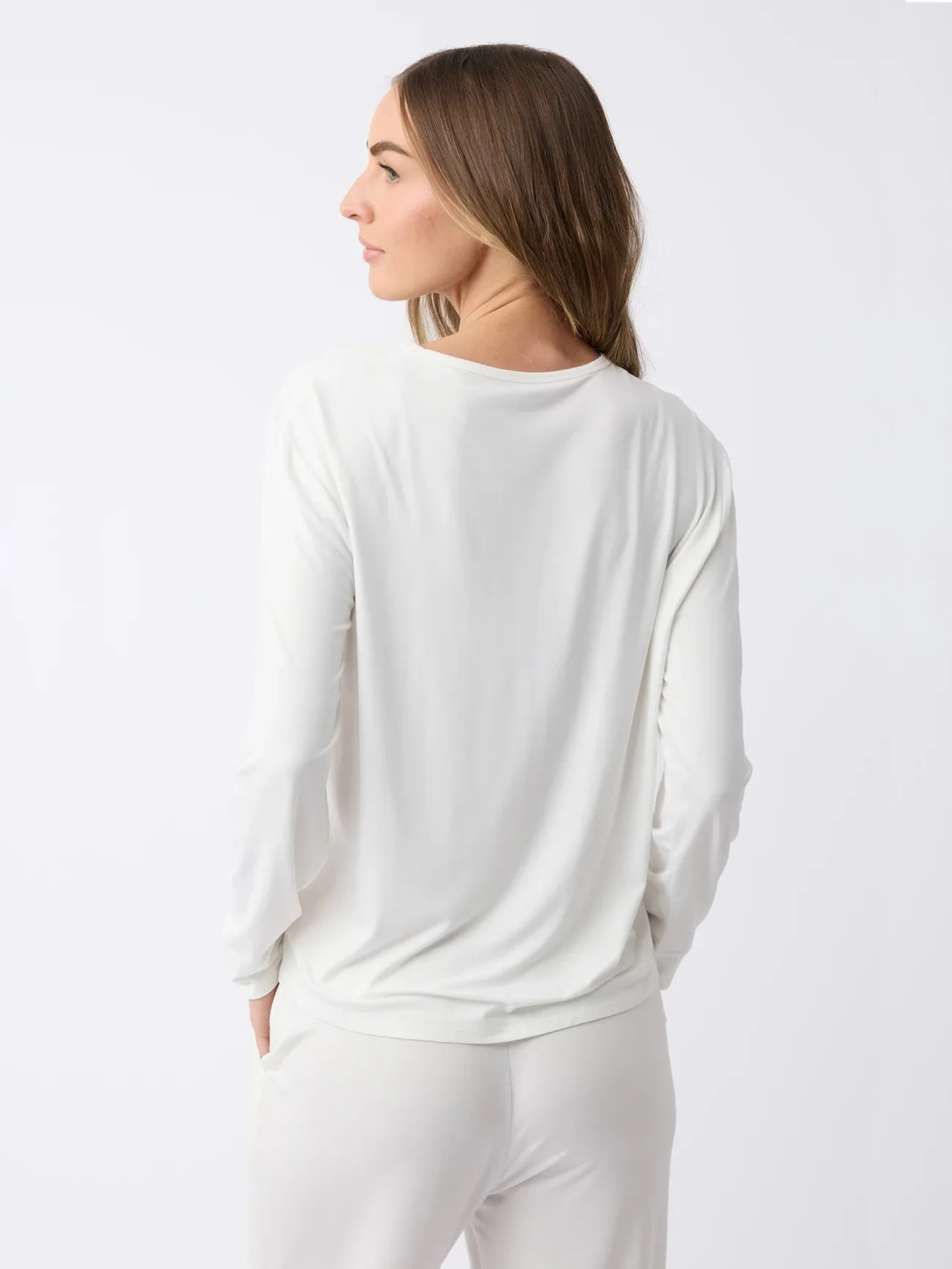 Women's Bamboo Stretch-Knit Long Sleeve Lounge Tee
