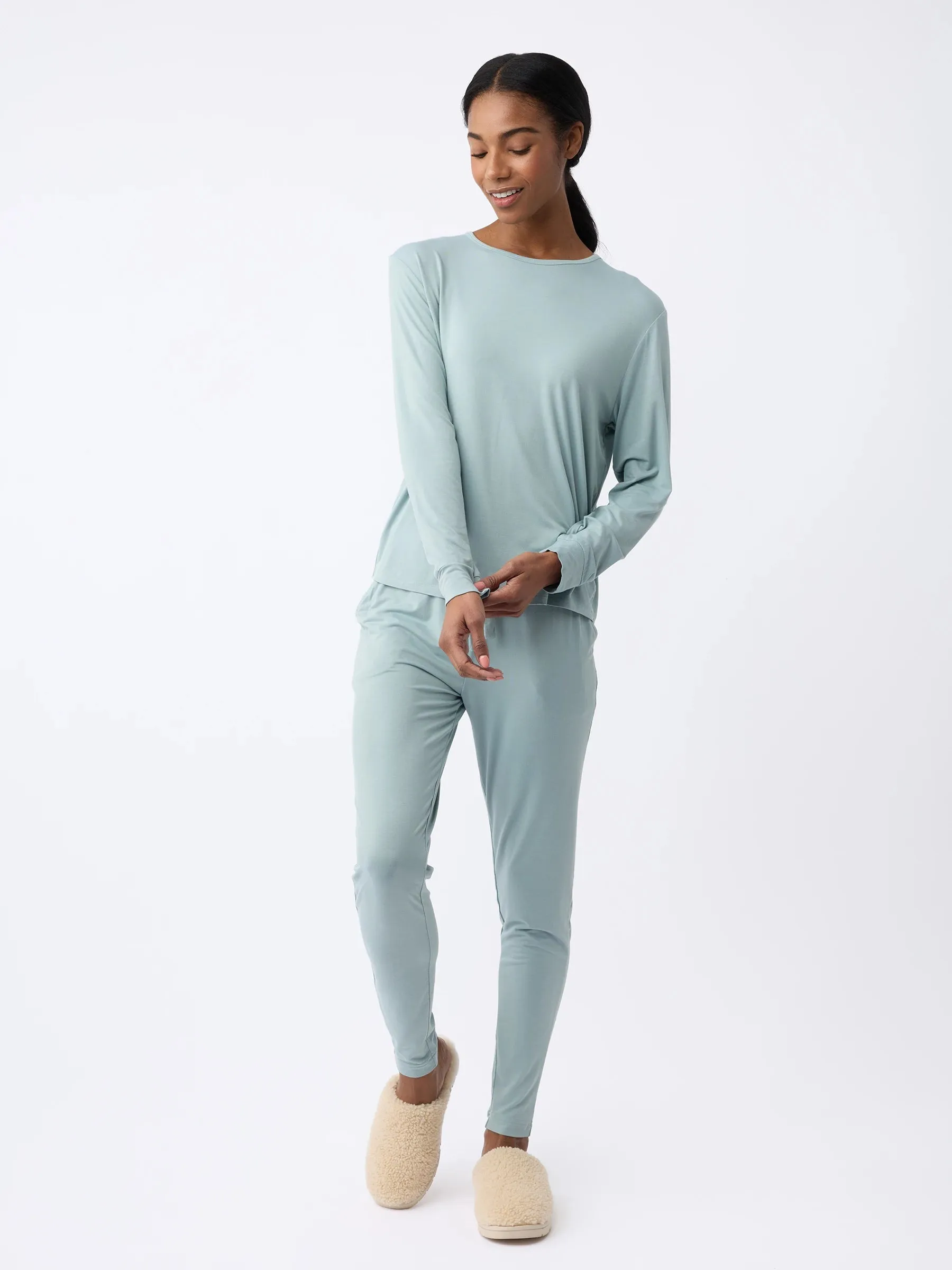 Women's Bamboo Stretch-Knit Long Sleeve Lounge Tee