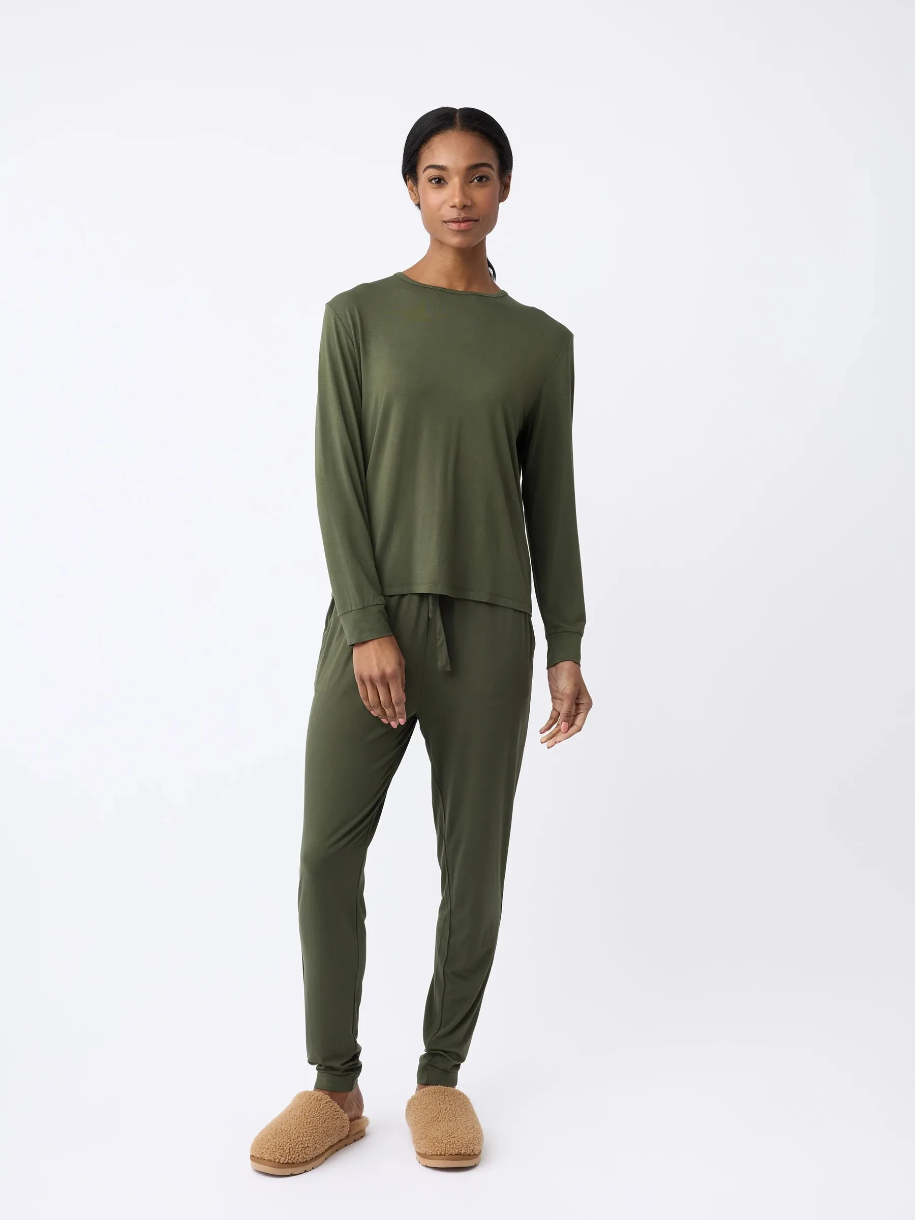 Women's Bamboo Stretch-Knit Long Sleeve Lounge Tee