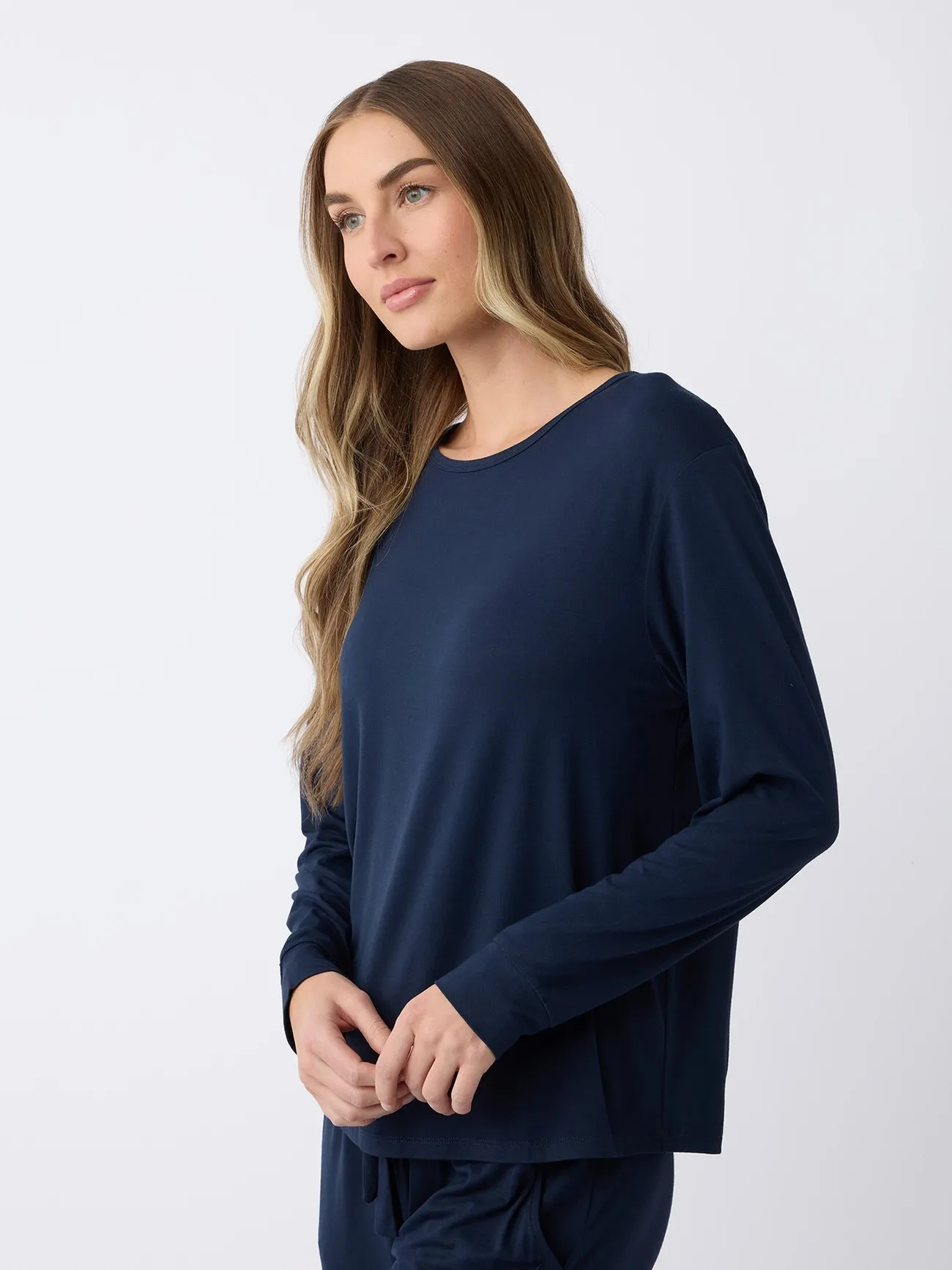 Women's Bamboo Stretch-Knit Long Sleeve Lounge Tee