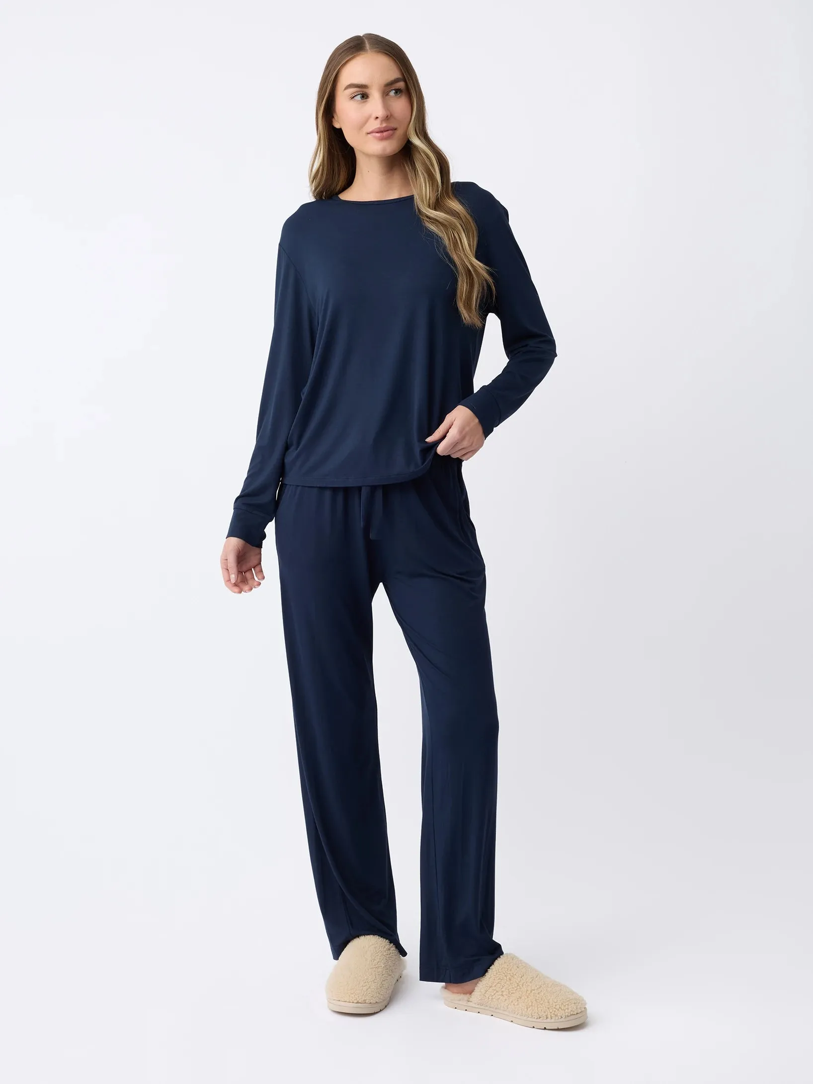Women's Bamboo Stretch-Knit Long Sleeve Lounge Tee