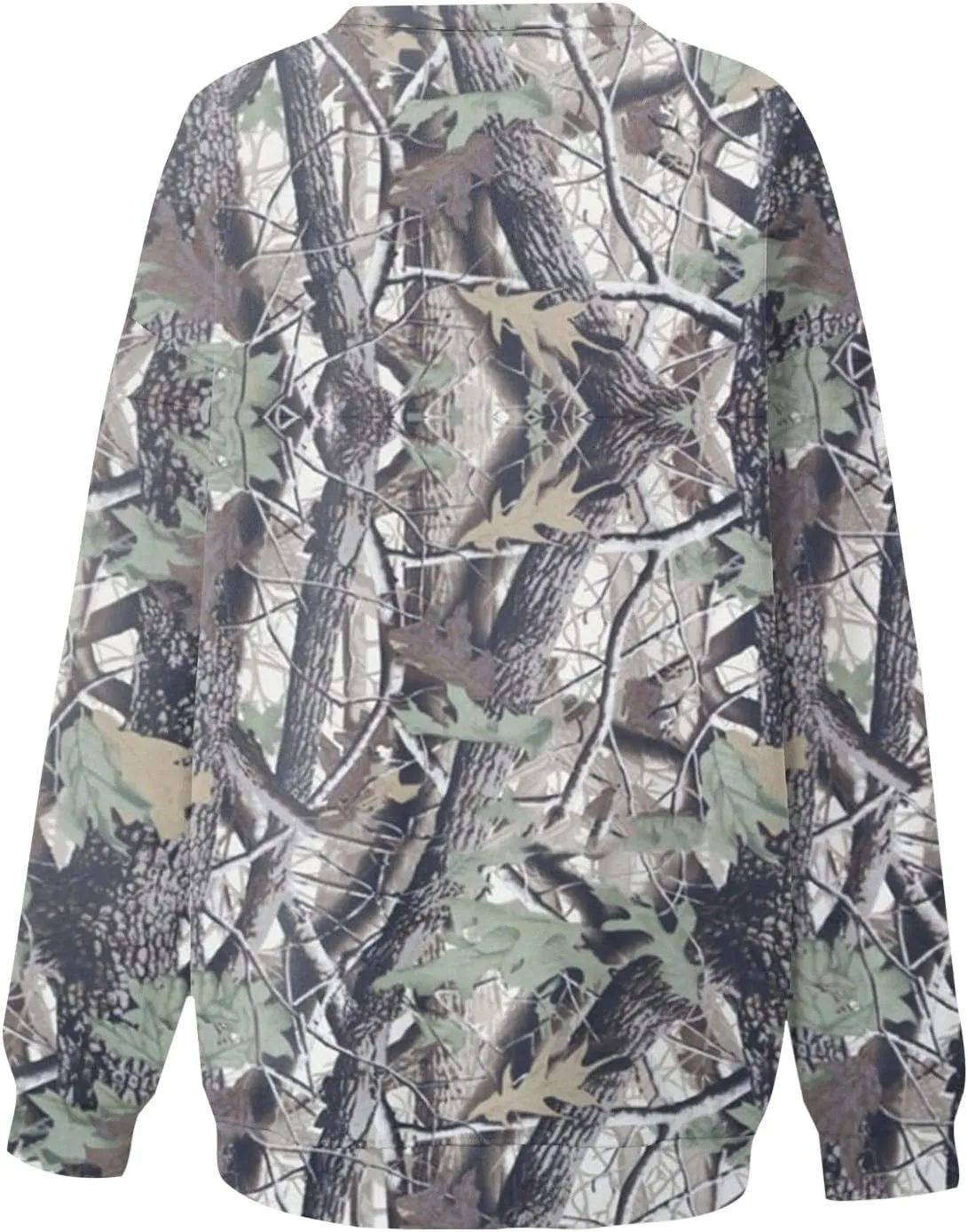 Women's Camo Sweatshirt Maple-Leaf Print Oversized Sweatshirt Fleece Crewneck Shirts Casual Fall Pullover Tops
