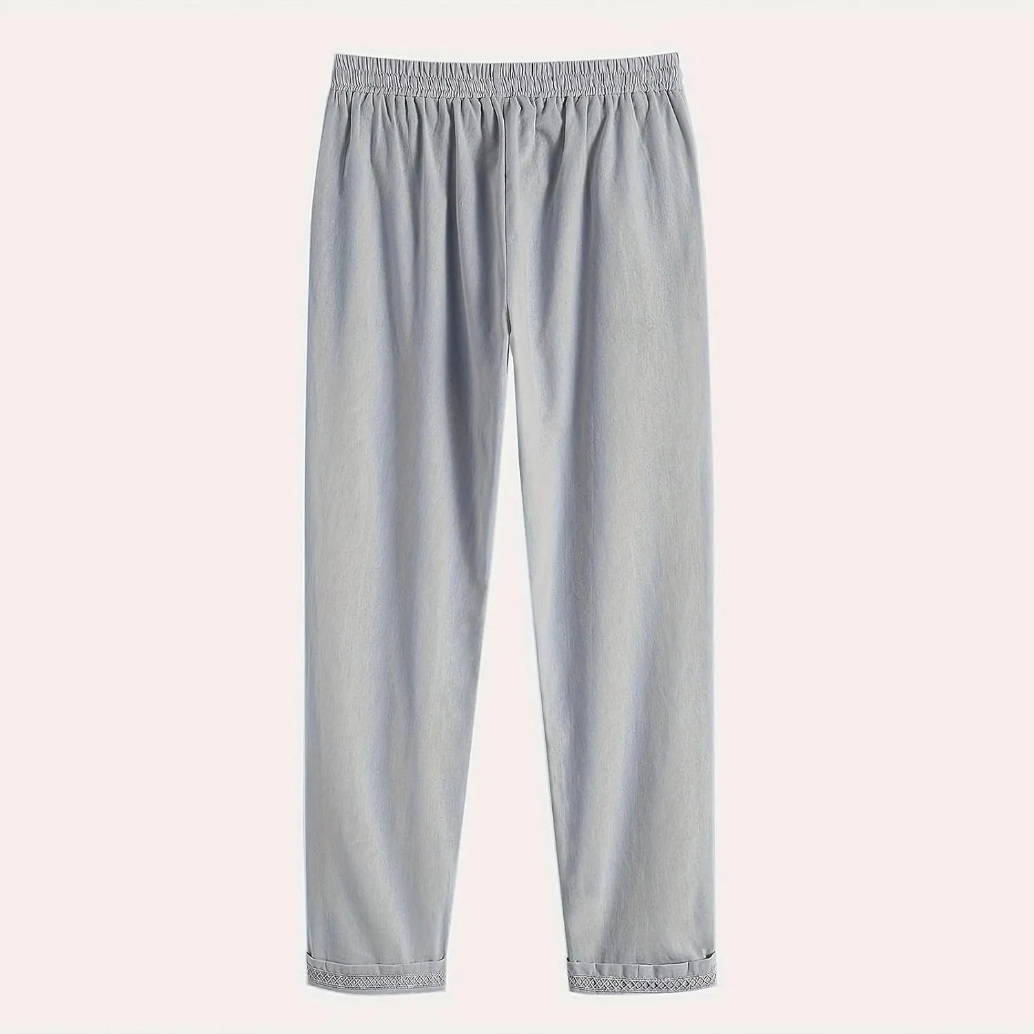 Womens Causal Loose Linen Pants Drawstring Elastic Waist Tapered Pants Button Solid Casual Trousers with Pockets