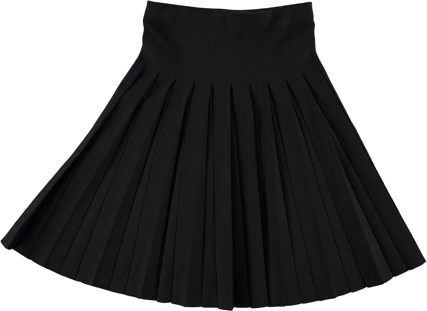 Womens Cotton Pleated Knee Length Skirt- Elastic Waist Office Pleated Skirt