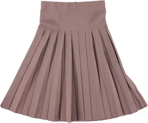 Womens Cotton Pleated Knee Length Skirt- Elastic Waist Office Pleated Skirt