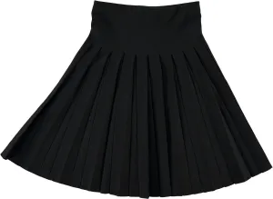 Womens Cotton Pleated Knee Length Skirt- Elastic Waist Office Pleated Skirt