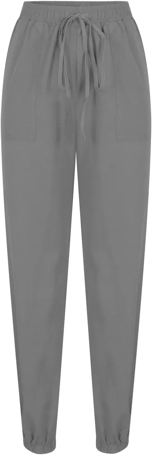 Womens Linen Pants 2025 Summer Casual Drawstring High Waist Loose Lounge Trousers Beach Summer Pant with Pockets