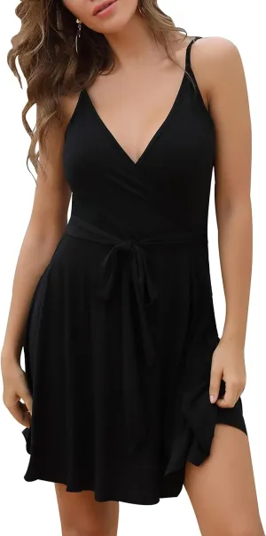 Women's Sexy Summer Mini Sun Dress Casual Cute Spaghetti Strap Short Fit Flare Sundress
