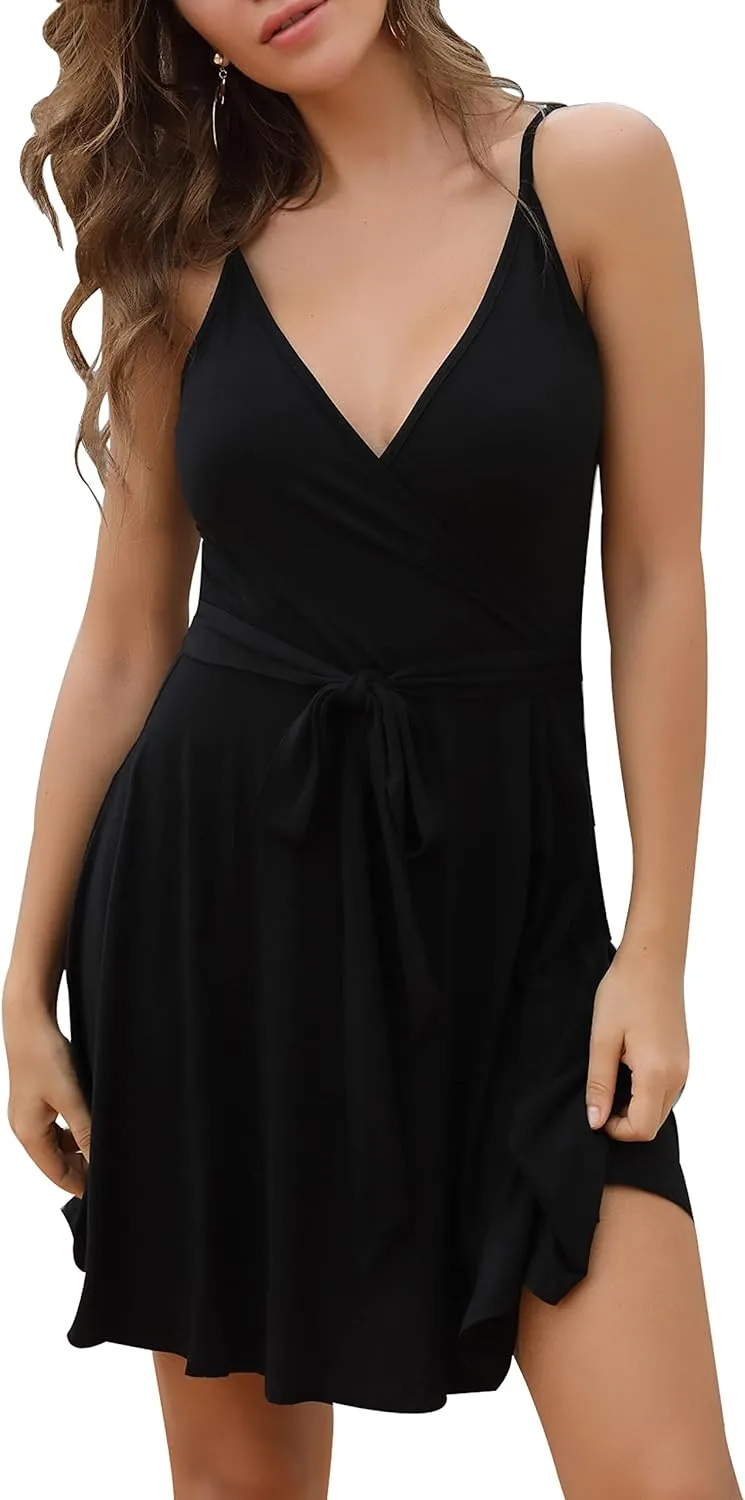 Women's Sexy Summer Mini Sun Dress Casual Cute Spaghetti Strap Short Fit Flare Sundress
