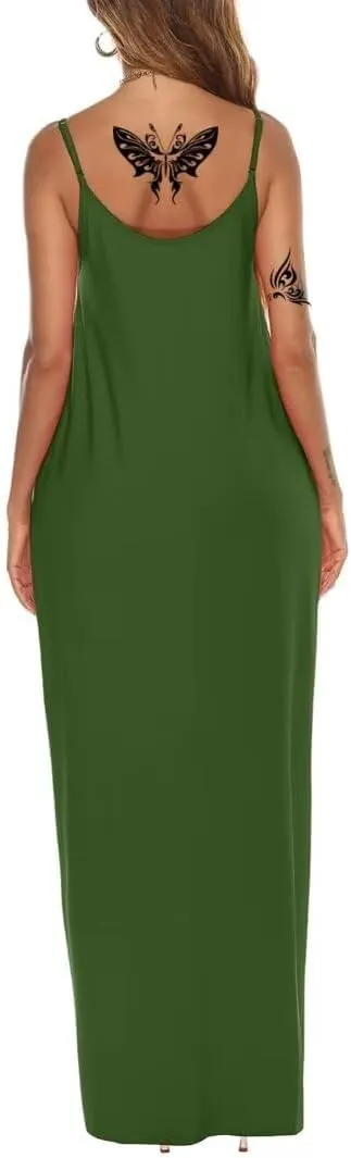 Women's Summer Maxi Dress Long Dress Casual Boho Sleeveless Strap Smocked Tiered Long Beach Sun Dresses