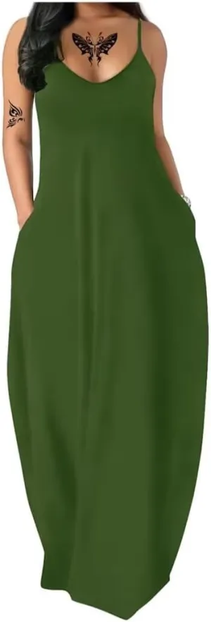 Women's Summer Maxi Dress Long Dress Casual Boho Sleeveless Strap Smocked Tiered Long Beach Sun Dresses