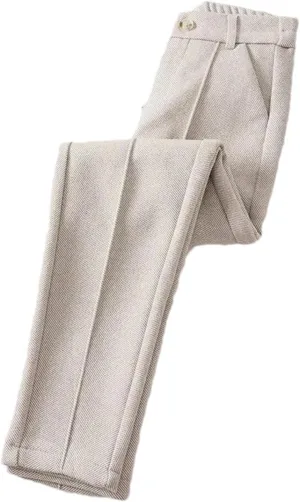 Women's Wool Knit Pants - High Waist Elastic Thick Casual Winter Soft Warm Trousers