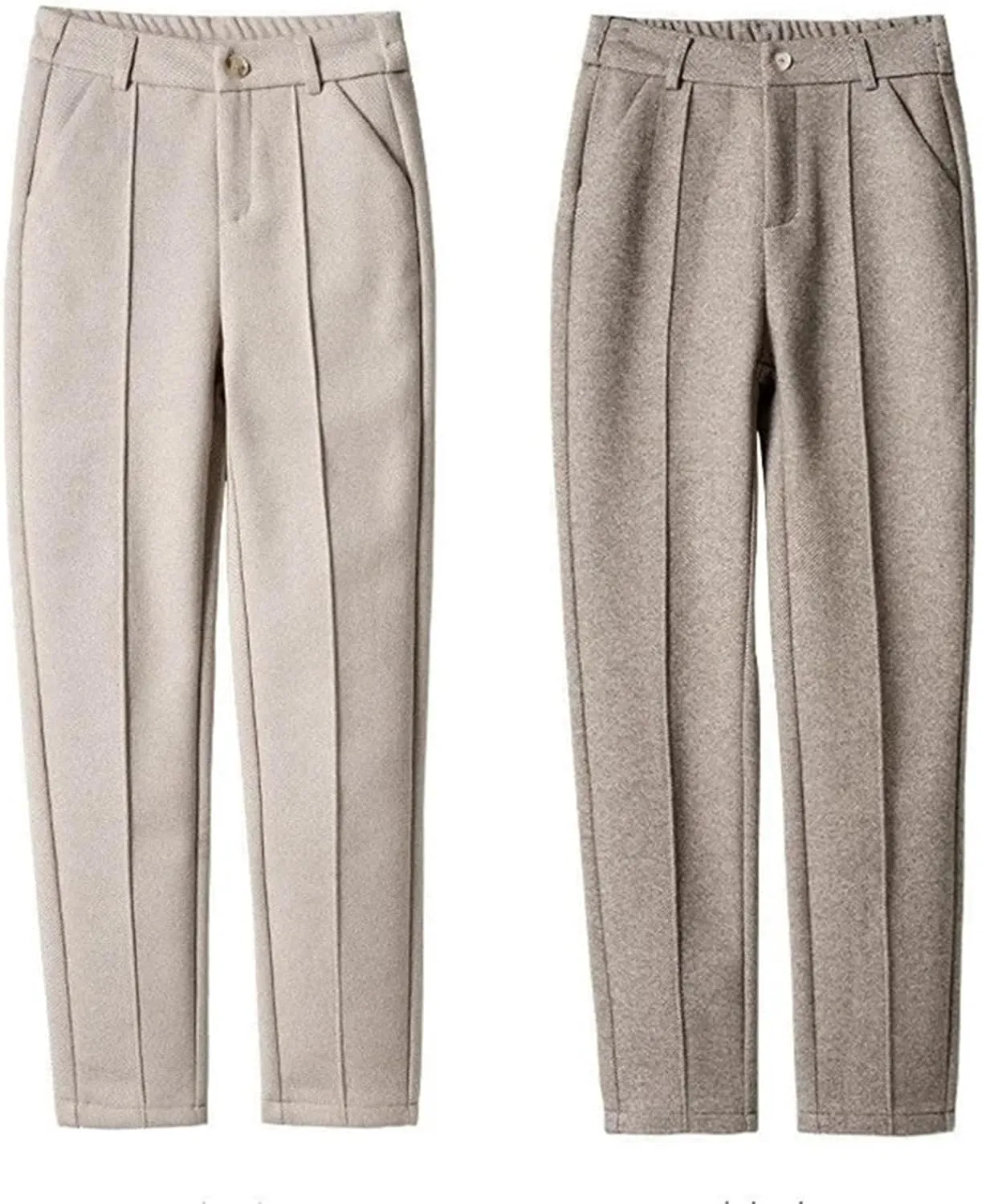 Women's Wool Knit Pants - High Waist Elastic Thick Casual Winter Soft Warm Trousers