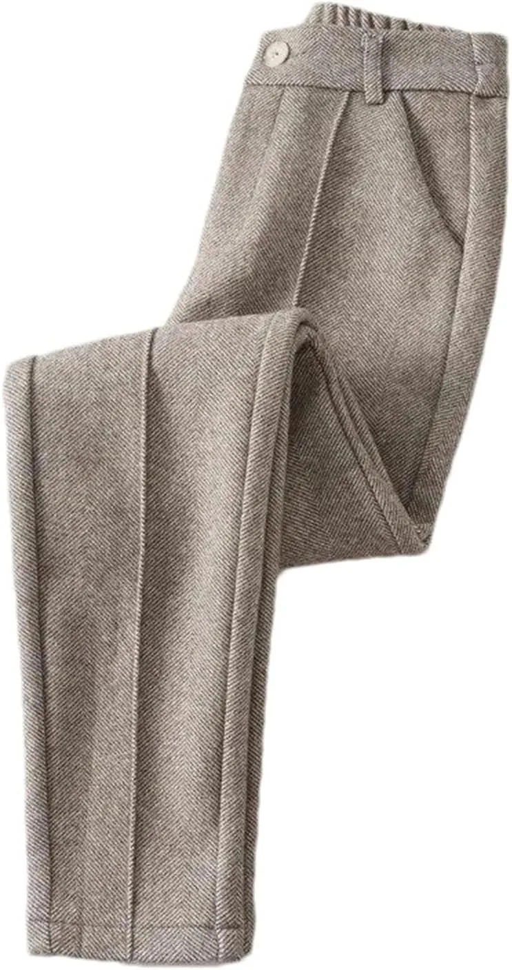 Women's Wool Knit Pants - High Waist Elastic Thick Casual Winter Soft Warm Trousers