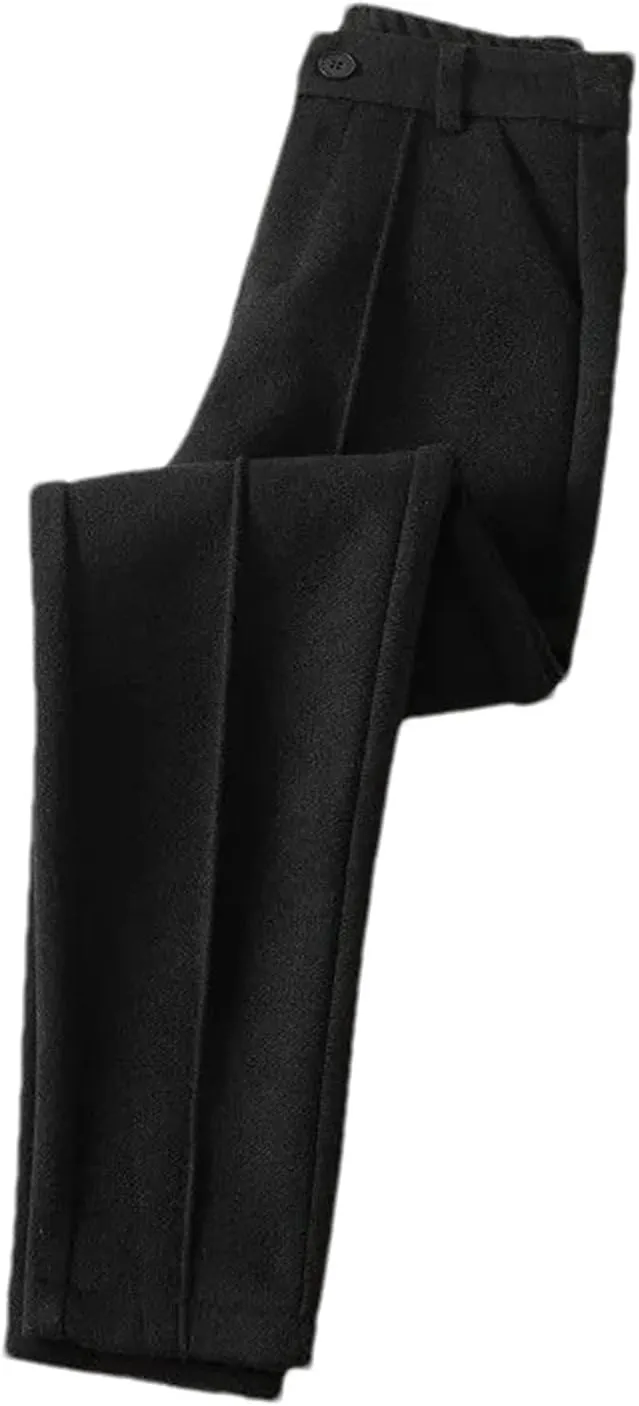 Women's Wool Knit Pants - High Waist Elastic Thick Casual Winter Soft Warm Trousers