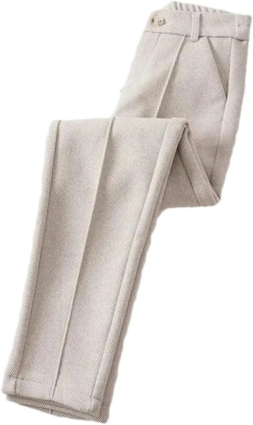 Women's Wool Knit Pants - High Waist Elastic Thick Casual Winter Soft Warm Trousers